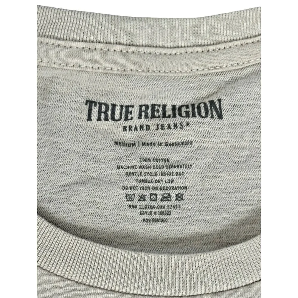NWT True Religion Buddha Guitar Tee Beige Cotton Shirt‎ Size M